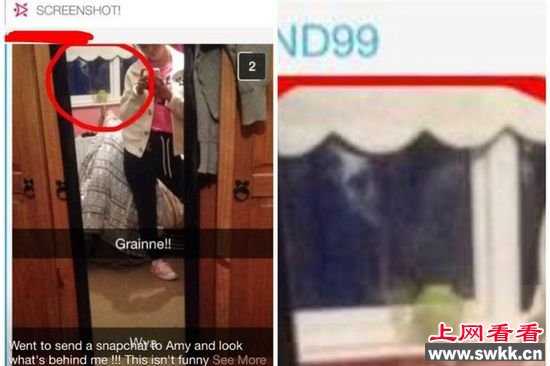 爱尔兰少女玩自拍背后疑遭“女鬼”偷窥（图）