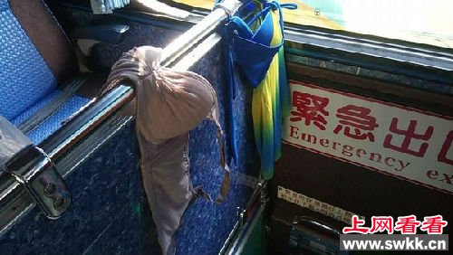 大陆游客直接在游览车上晾晒内衣裤