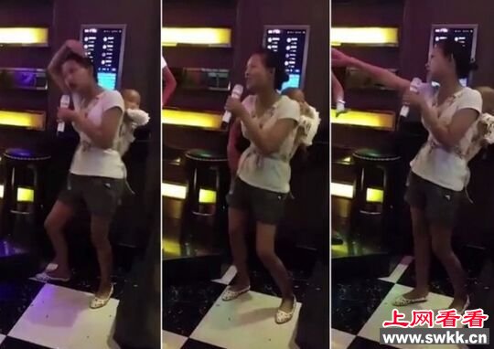 潮妈背婴儿k歌被骂