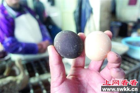 母鸡生下黑色鸡蛋