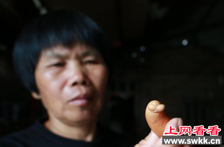 福建一母鸡产下奇特蛋