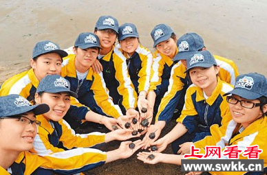 学生饲养的百只马蹄蟹被香港中学生放生